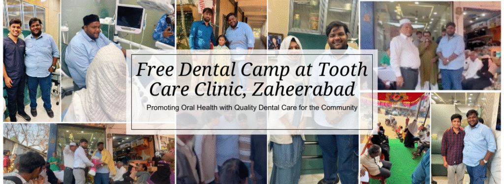 Famous YouTuber and actor Sameer of Warangal Hungama fame inaugurating the free dental camp at Tooth Care Clinic in Zaheerabad to promote oral health awareness.