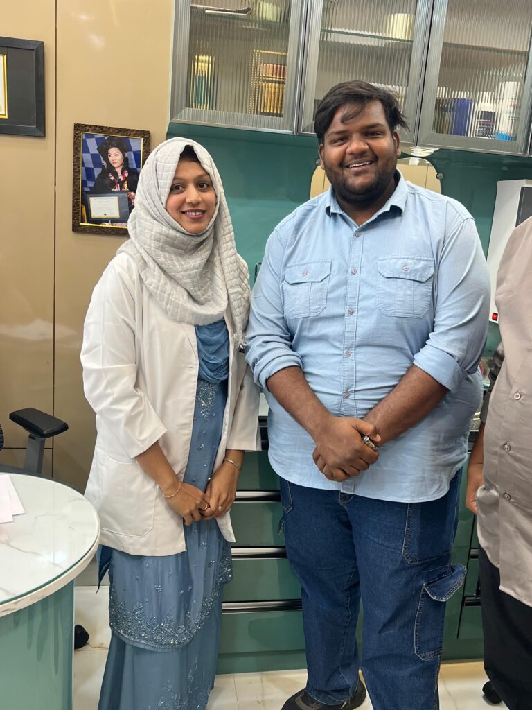 Dr. Nazia Firdouse and Dr. Mohammad Sufian Uddin conducting free dental checkups under the guidance of Dr. Mohammed Saleem Uddin.