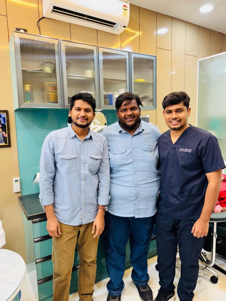 Sameer interacting with doctors during the free dental camp